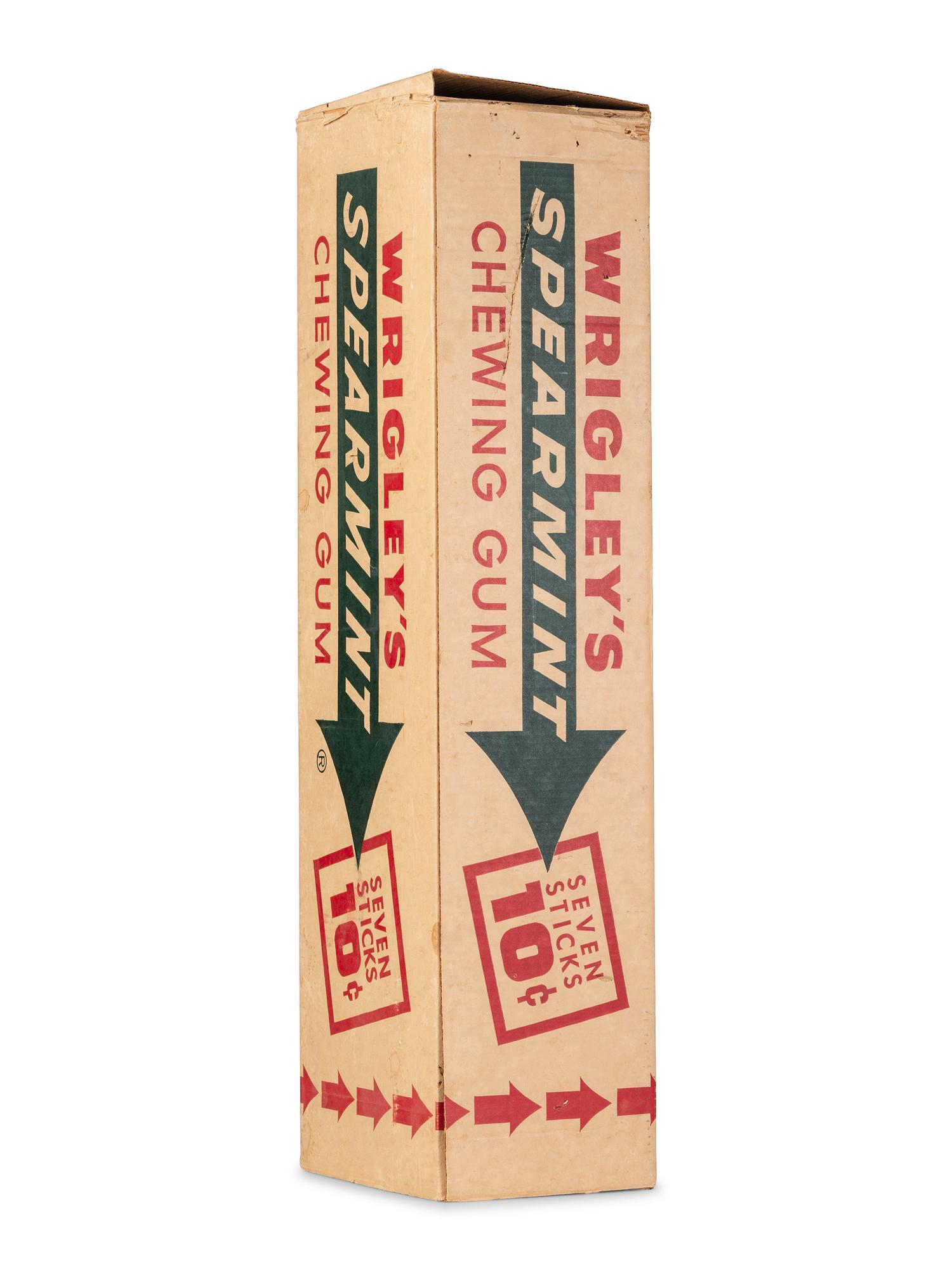 A Wrigley's Spearmint Gum Counter Top Cardboard Advertising Box