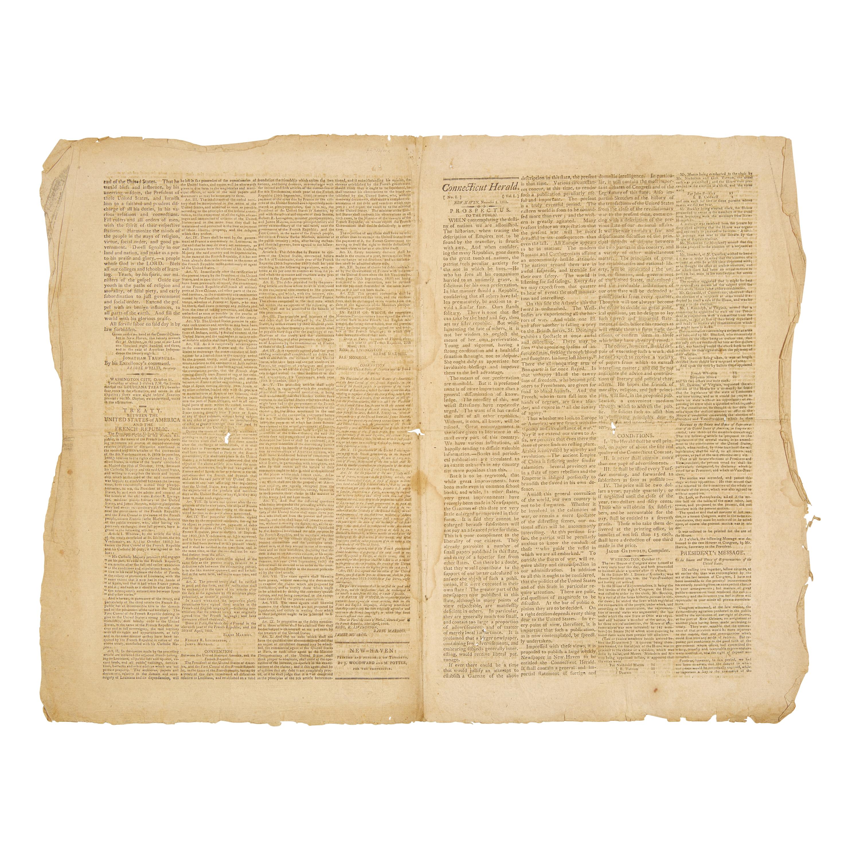 [Louisiana Purchase] President Thomas Jefferson Announces the Louisiana Purchase