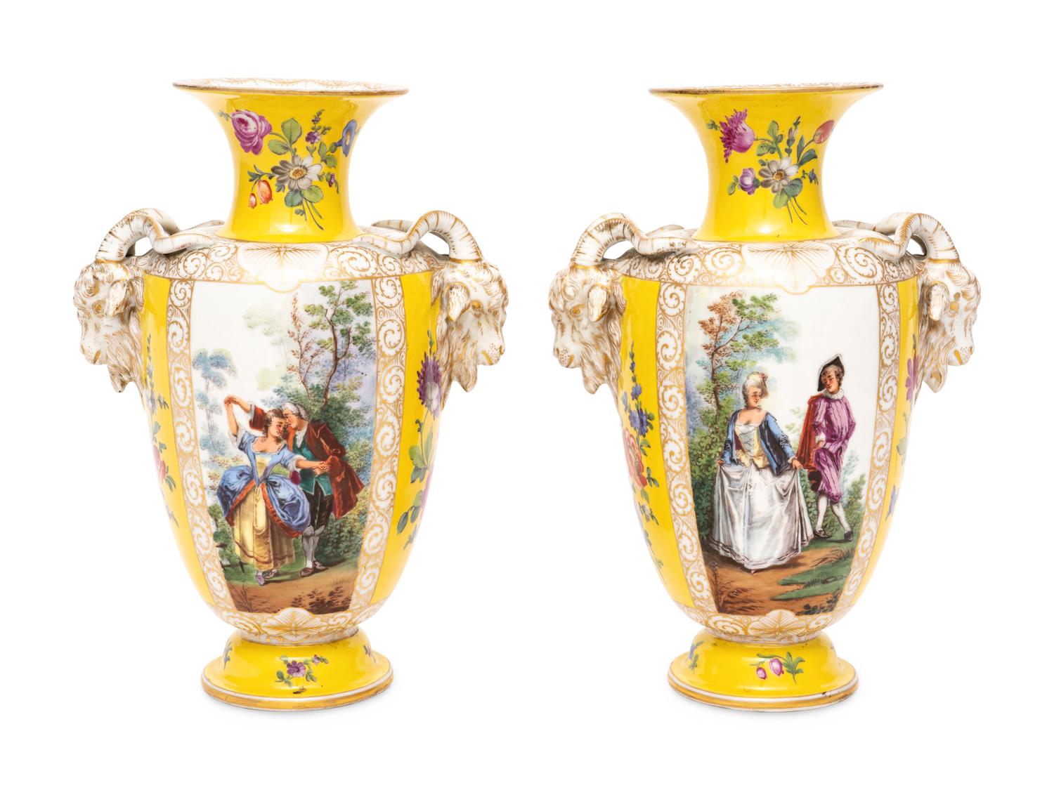 A Pair of Dresden Porcelain Vases