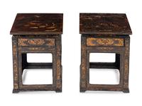A Pair of Chinese Export Lacquer End Tables