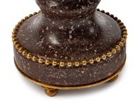 A Pair of Neoclassical Style Bronze-Mounted Porphyry Urns