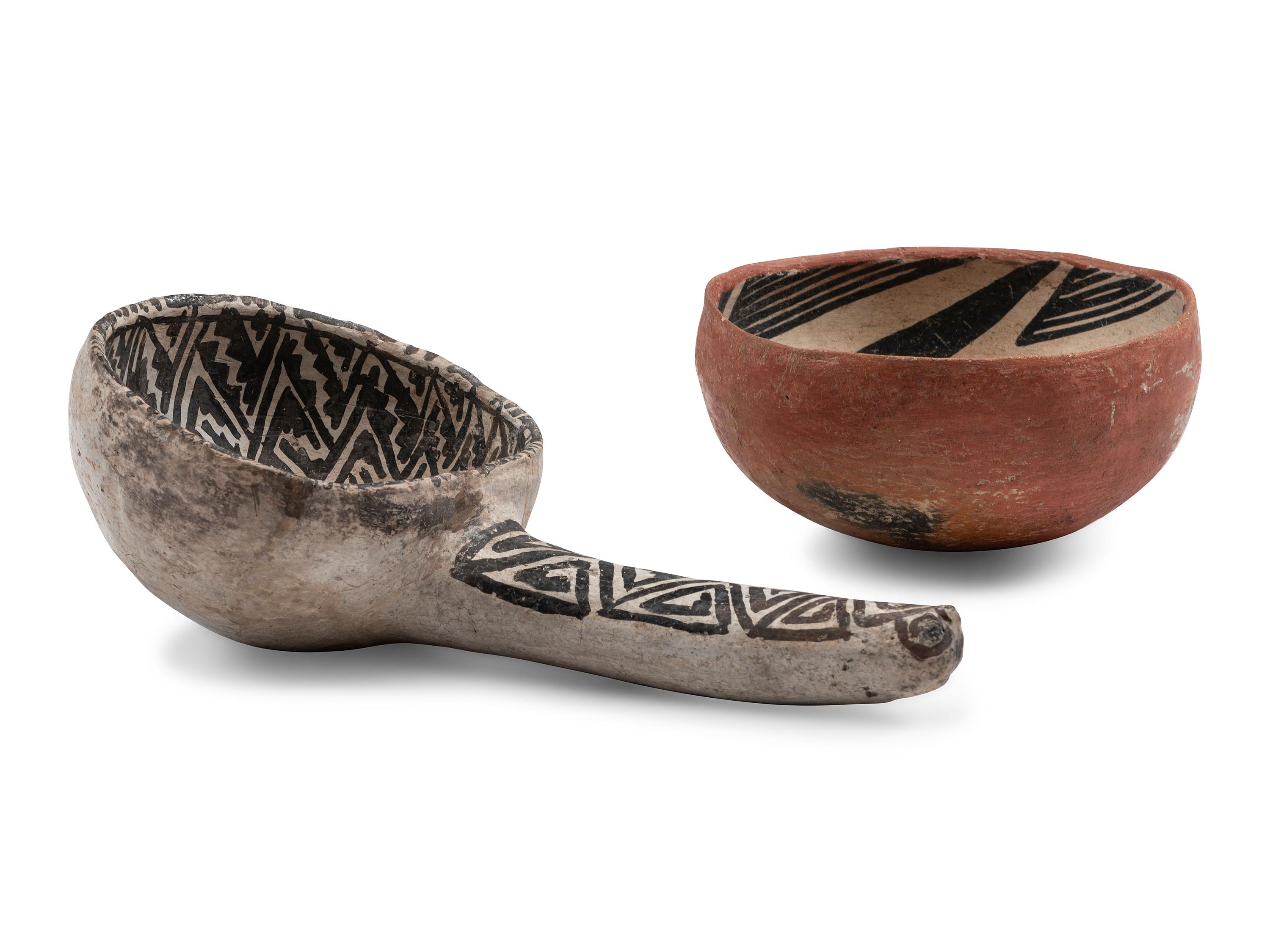 Ancestral Pueblo Tularosa Black-on-White Rattle Ladle PLUS