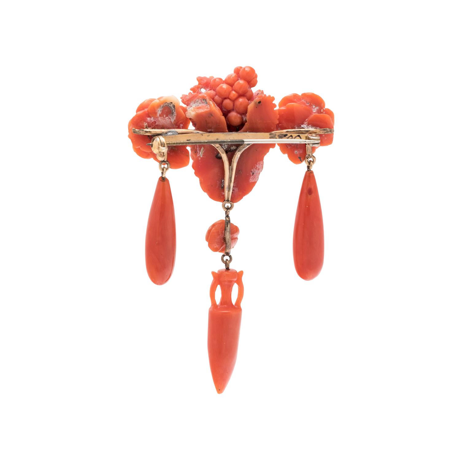 ANTIQUE, CORAL BROOCH