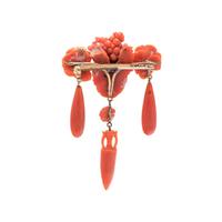 ANTIQUE, CORAL BROOCH