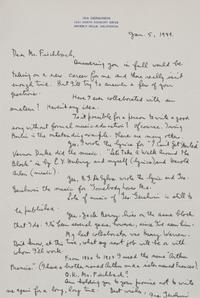 GERSHWIN, Ira (1896-1983). Autograph letter signed ("Ira Gershwin"), to John Fischbach. Beverly Hills, CA, 5 January 1949.