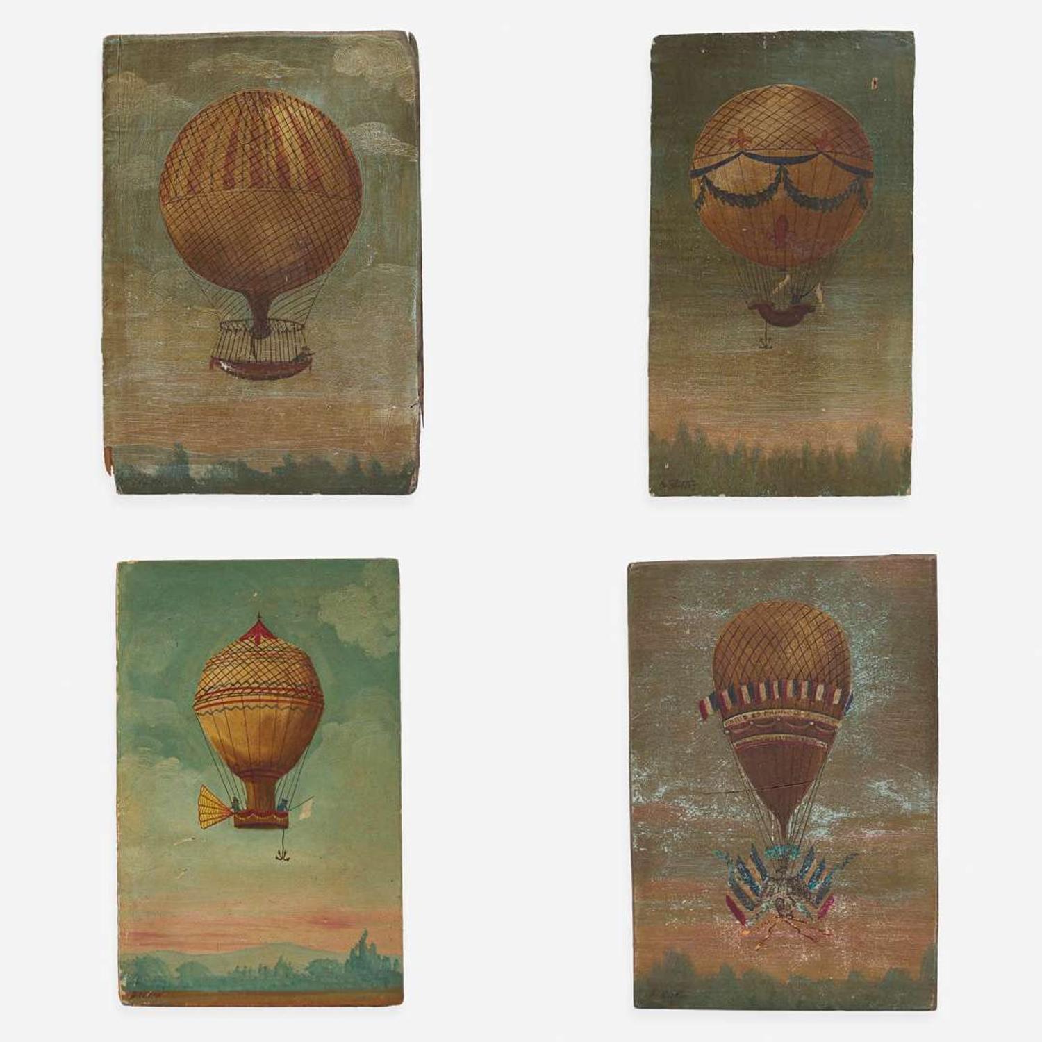 Hector Trotin (French, 1894–1966) and others A Group of Thirteen Views of Hot Air Balloons