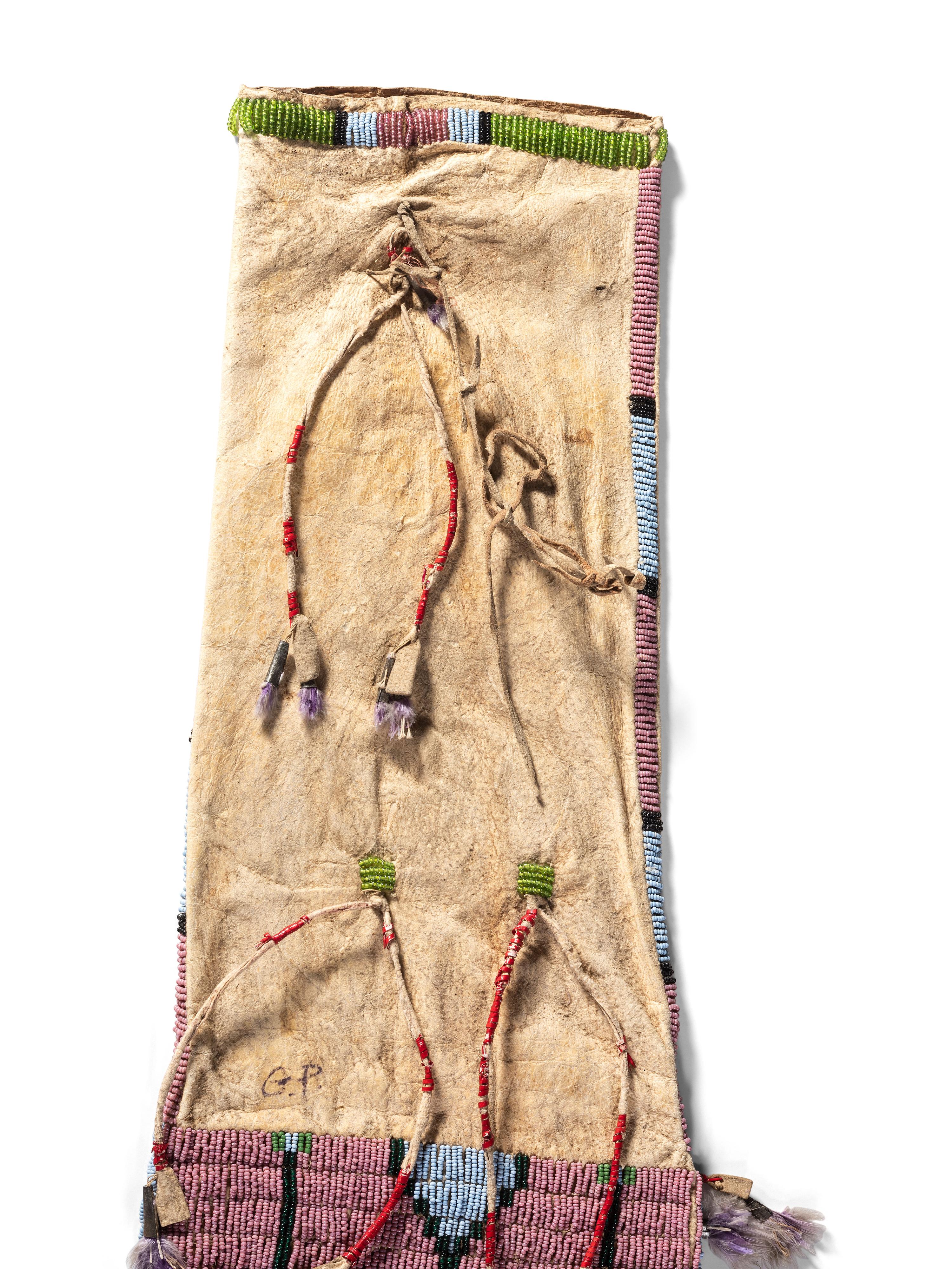 Sioux Beaded Hide Tobacco Bag, Belonging to Scotty Philip (1885-1911)