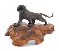 A Japanese Bronze Okimono of a Tiger