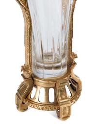 A Pair of Gilt Bronze Mounted Cut Glass Trumpet Vases