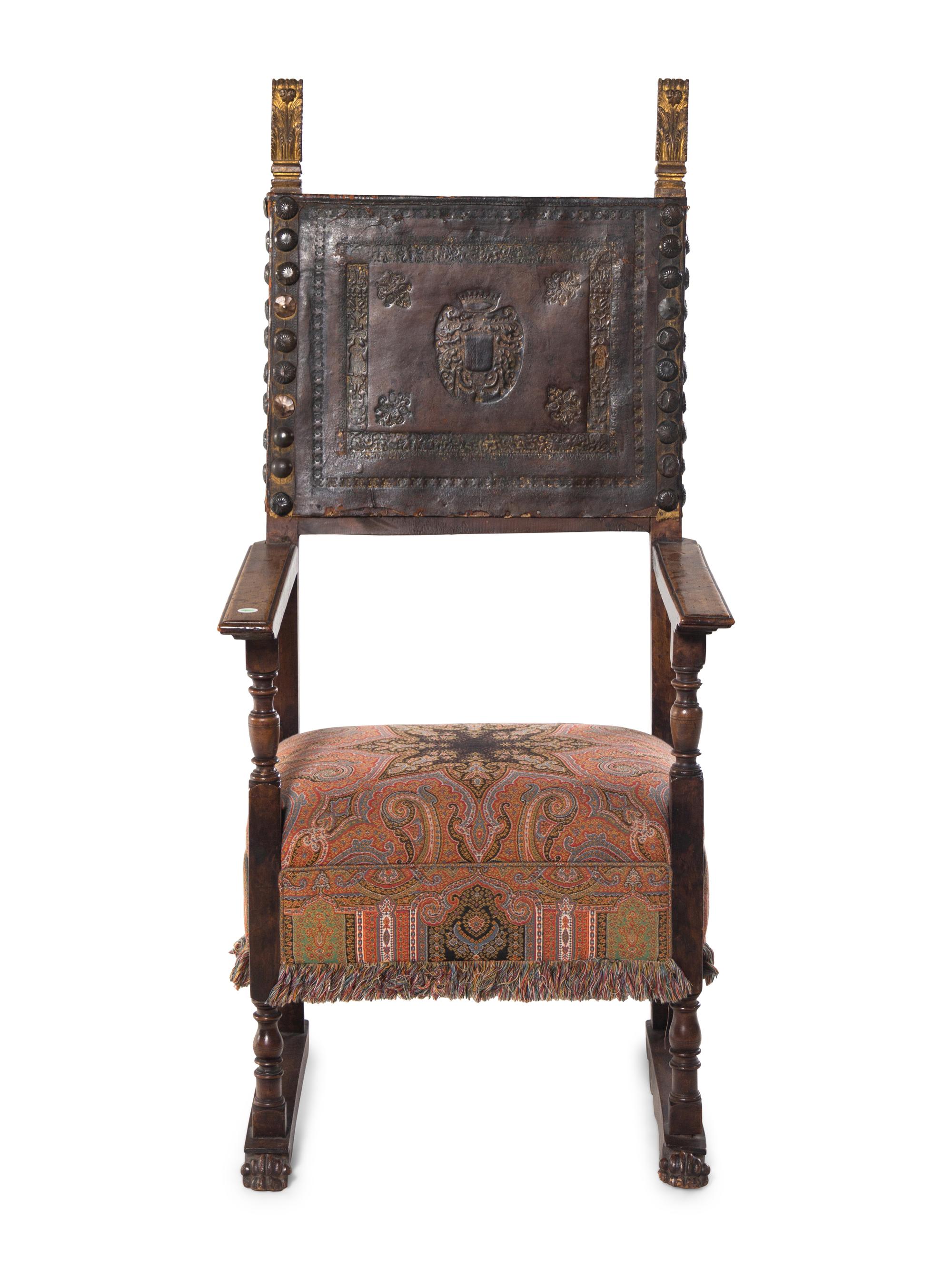 A Spanish Baroque Walnut Armchair
