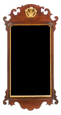 A Regency Parcel Gilt Mahogany Mirror Height 41 1/4 x width 22 1/4 inches. — 19TH CENTURY