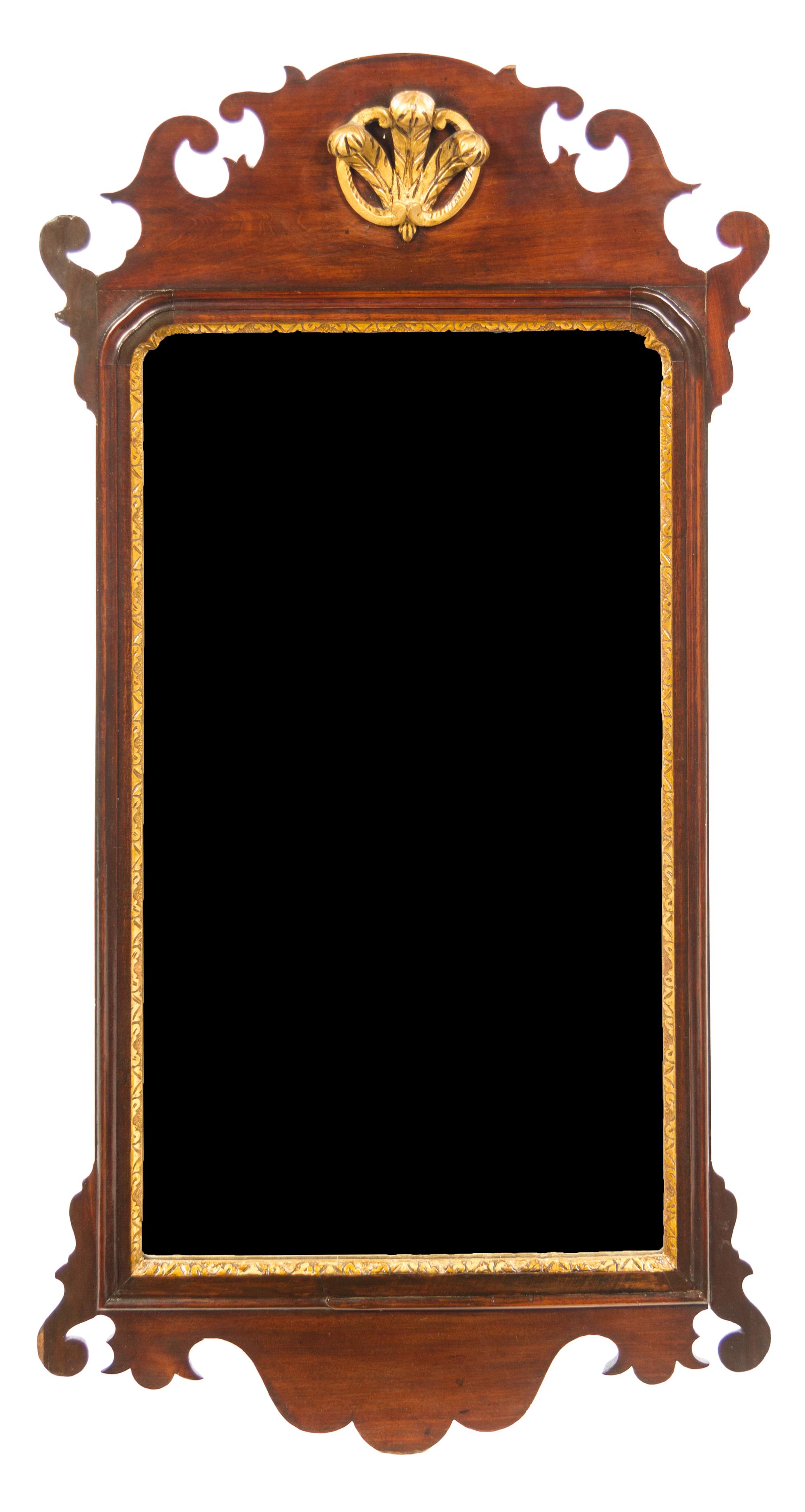 A Regency Parcel Gilt Mahogany Mirror Height 41 1/4 x width 22 1/4 inches. — 19TH CENTURY