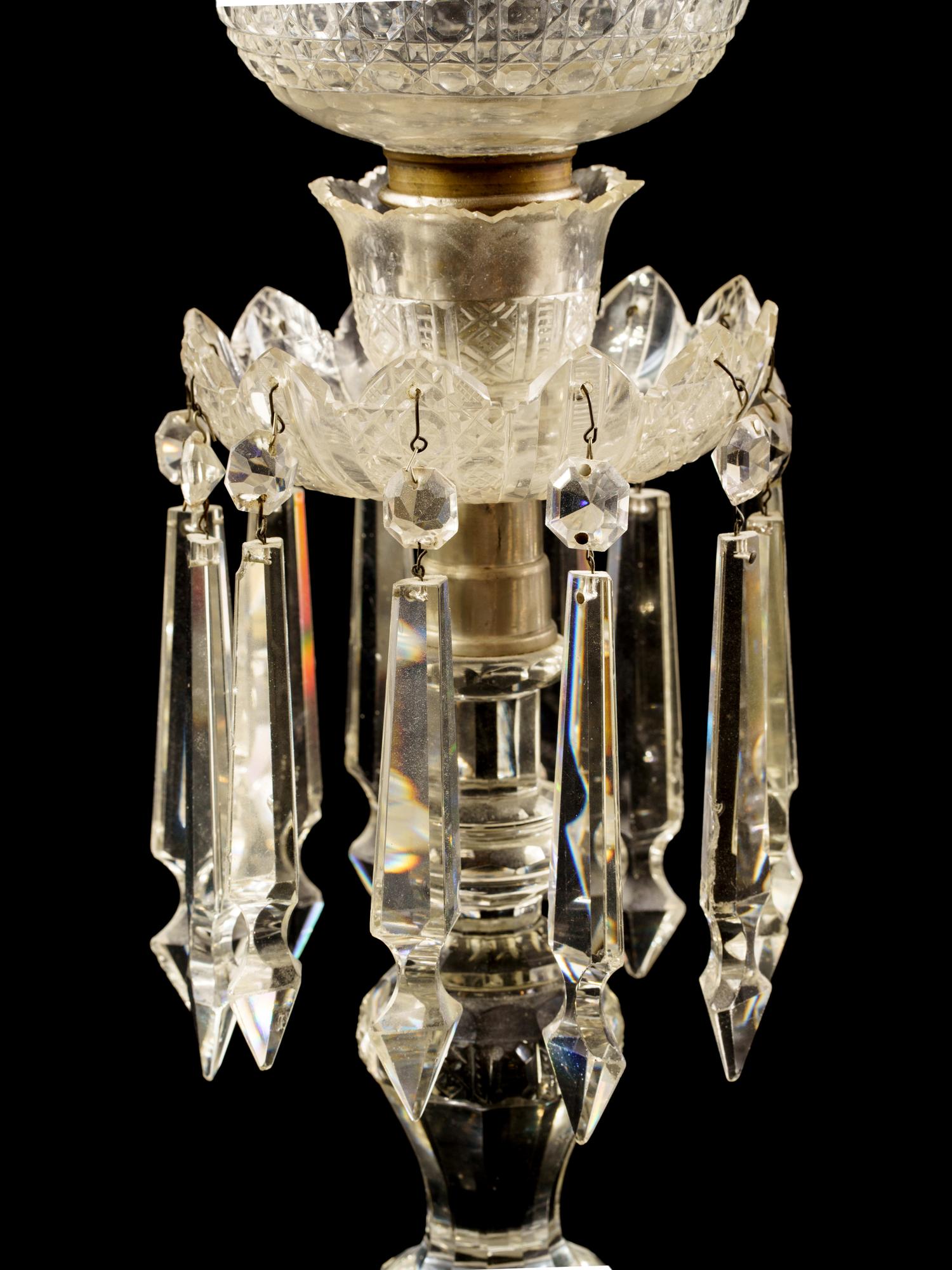 A Pair of Cut Glass Girandoles