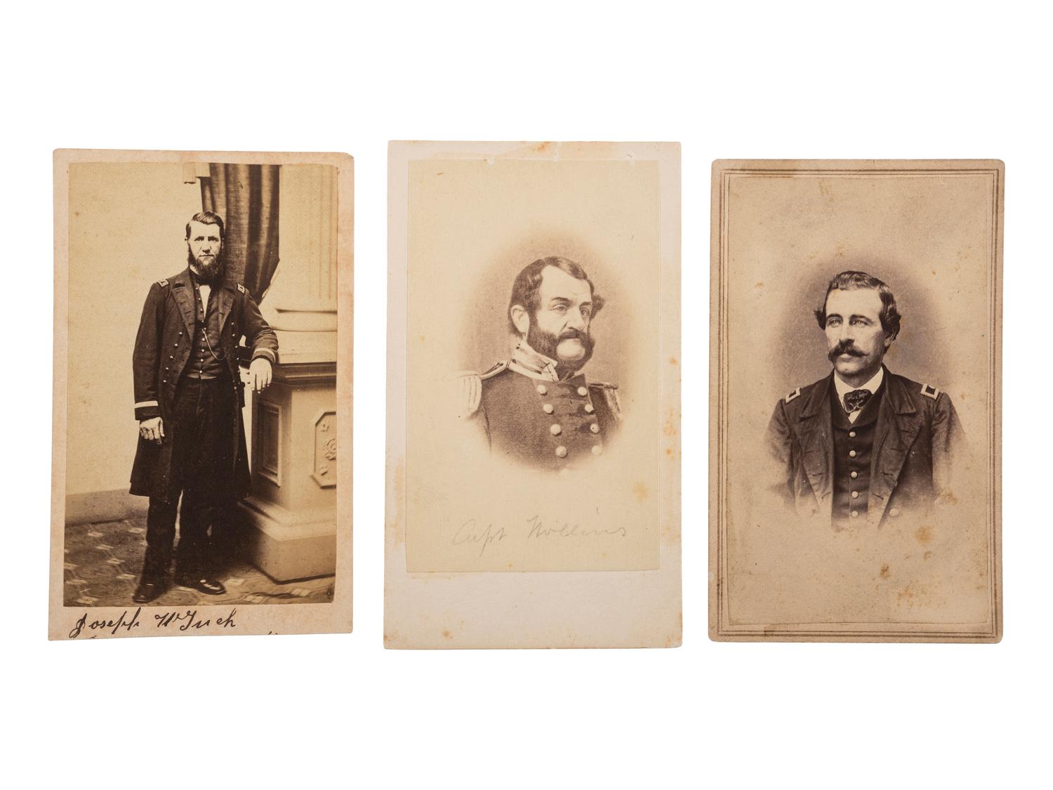 [CIVIL WAR]. A group of 3 CDVs of identified Union Navy officers, incl. J.N. Fink and Captain Williams.