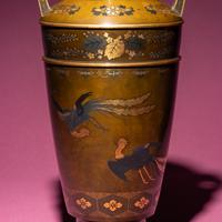 A Pair of Japanese Bronze and Mixed Metal Vases, 20th Century — 近代 日本金工鳳紋賞瓶一對
