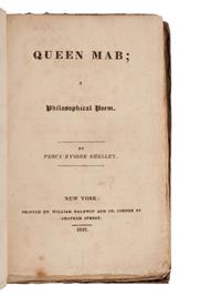 SHELLEY, Percy Bysshe (1792-1822). Queen Mab a Philosophical Poem . New York: William Baldwin, 1821.