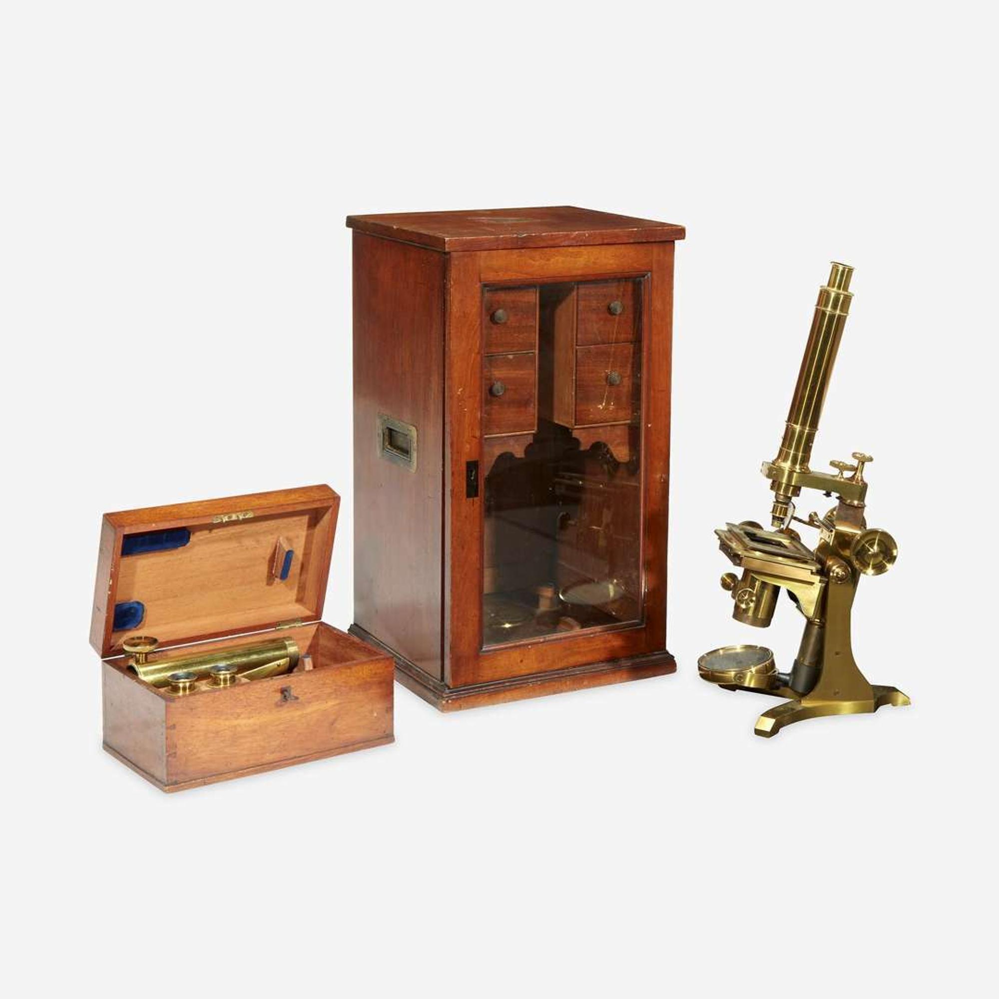 A Victorian Brass Compound Binocular Microscope A. Ross, London, circa 1860