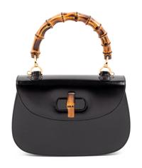 Gucci Black Leather Handbag with Bamboo Handle