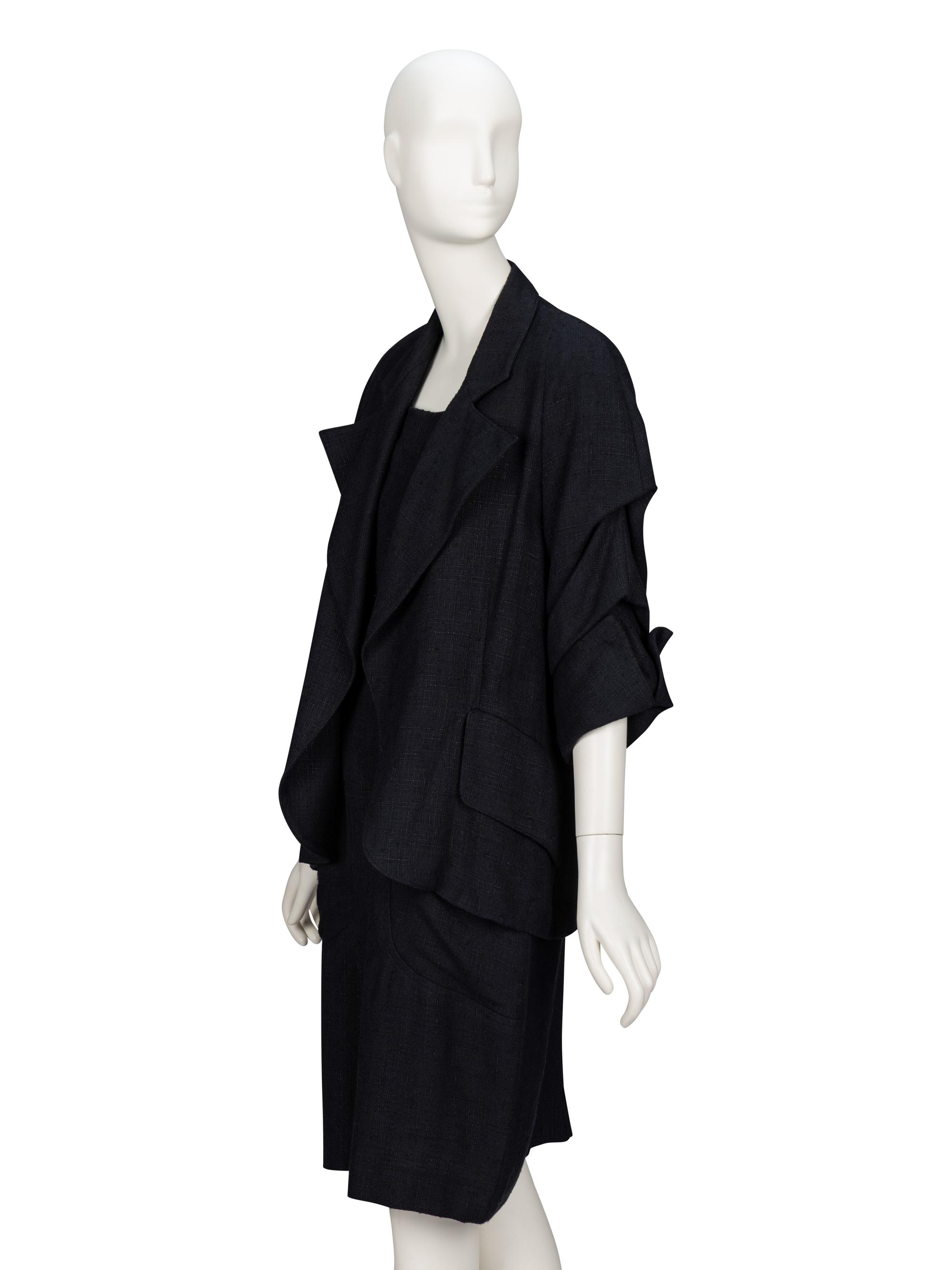 Christian Lacroix, Black Linen Dress & Jacket Ensemble