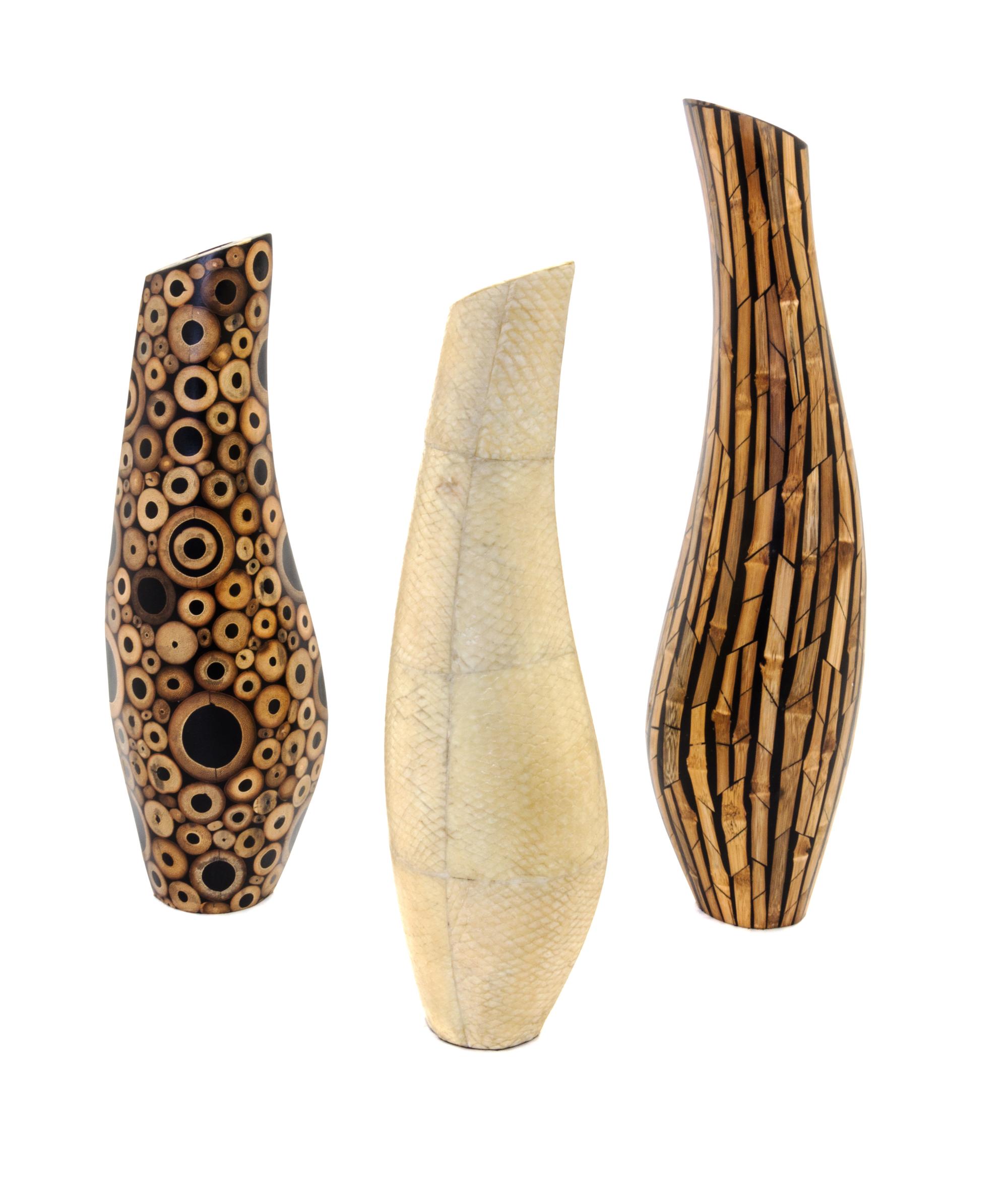 Three R & Y Agousti Vases Height of tallest 16 1/4 inches.
