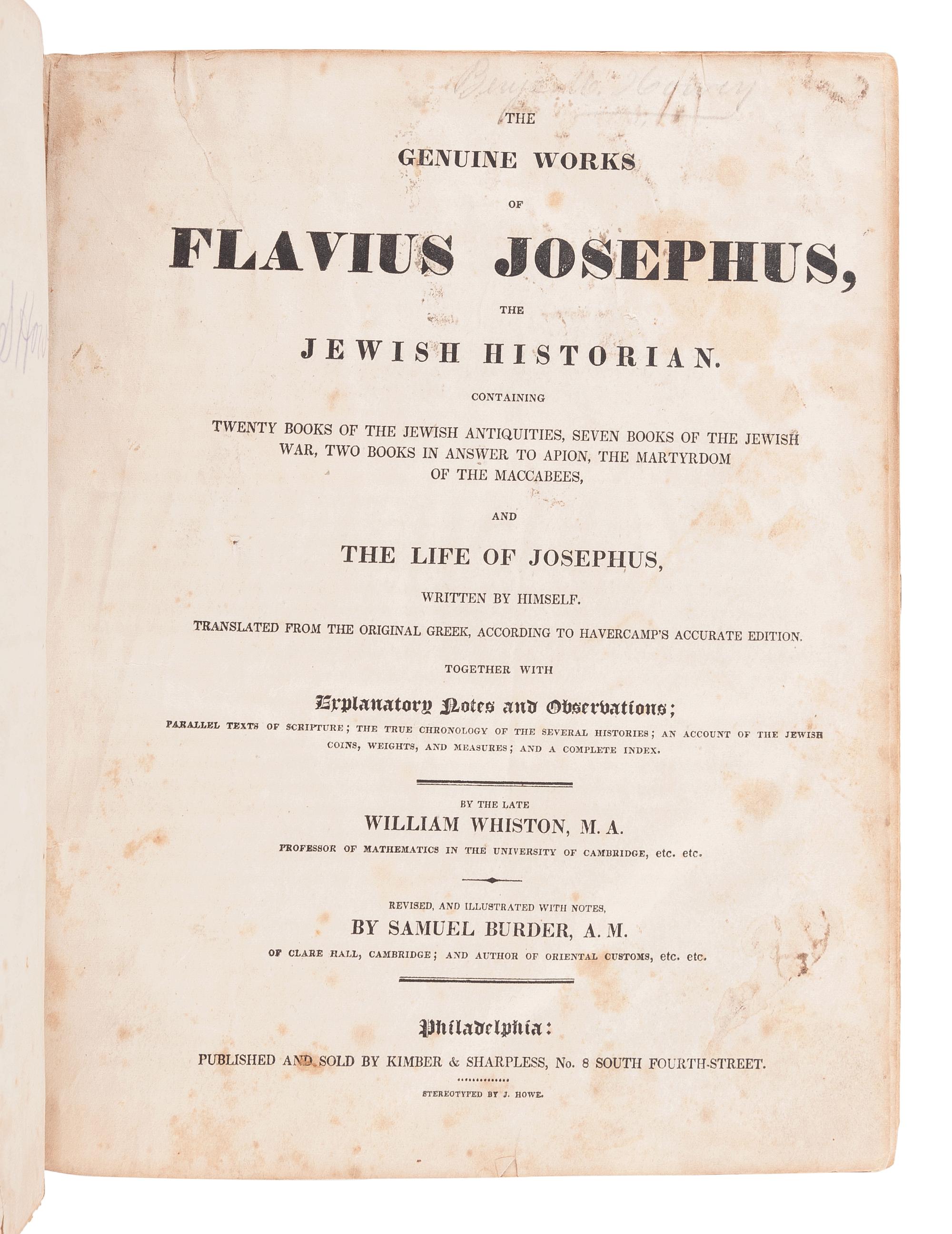 [BIBLES - HISTORY AND PHILOSOPHY]. A group of 3 works, comprising: