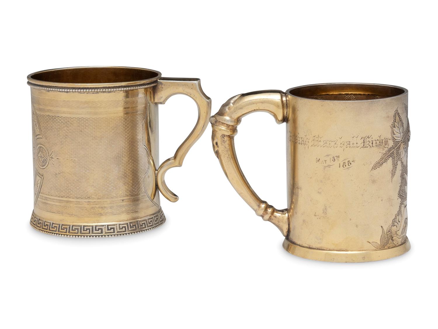 Two American Silver-Gilt Mugs