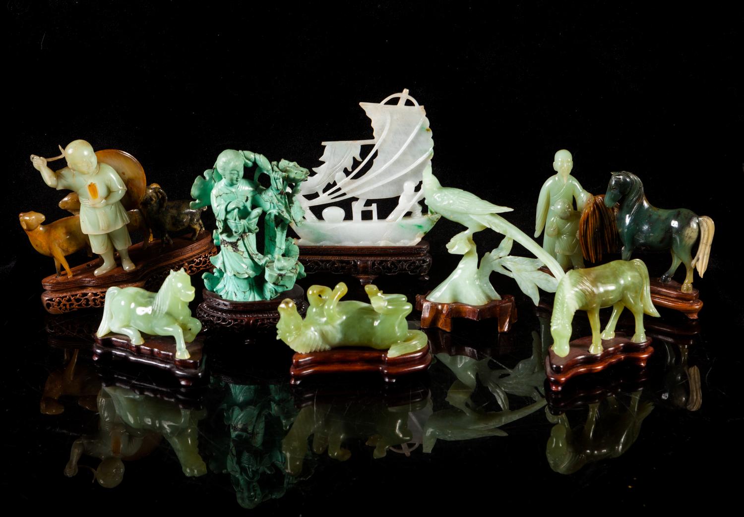 Eight Chinese Carved Stone Figures