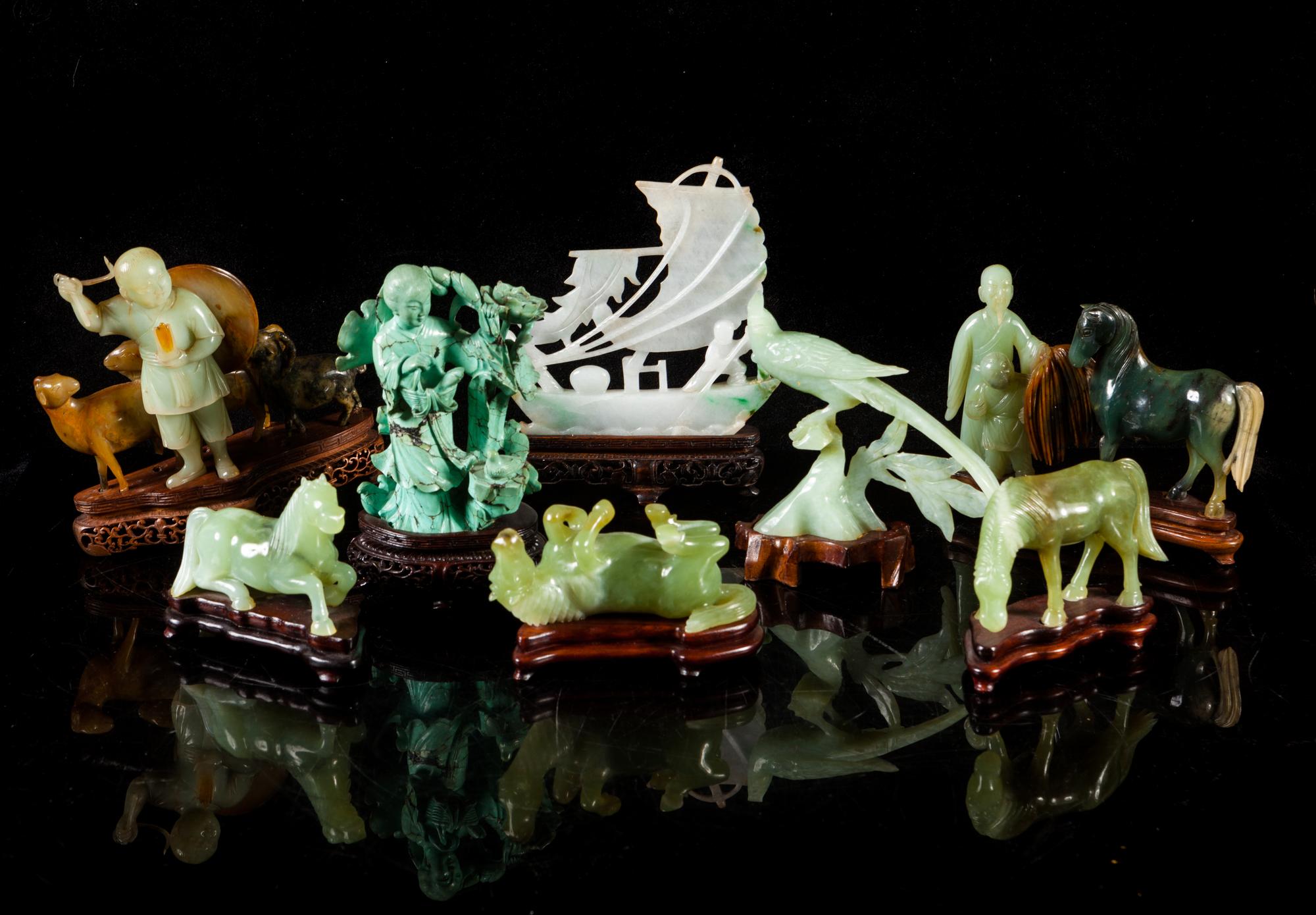 Eight Chinese Carved Stone Figures