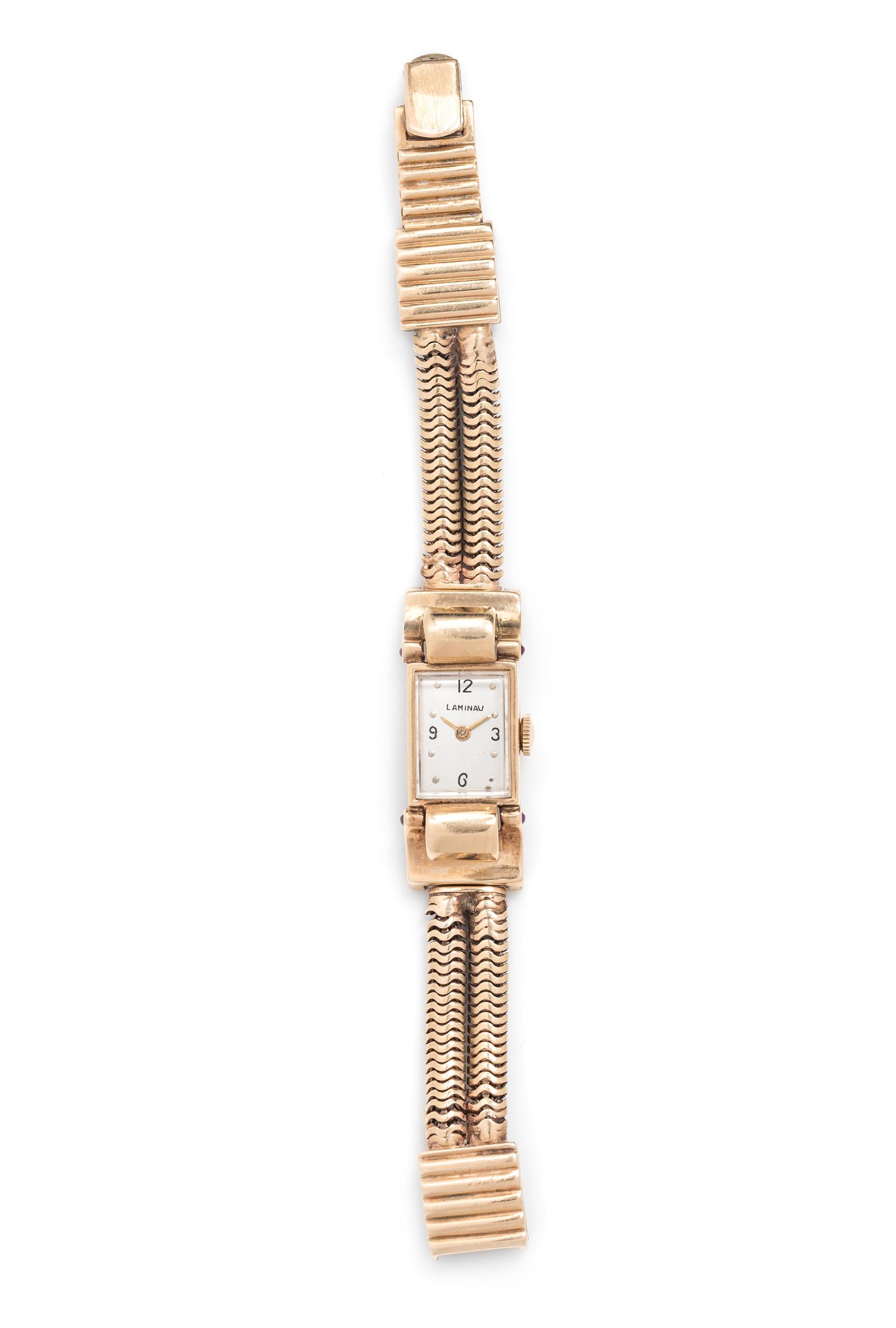LAMINAU, RETRO, 14K YELLOW GOLD WRISTWATCH