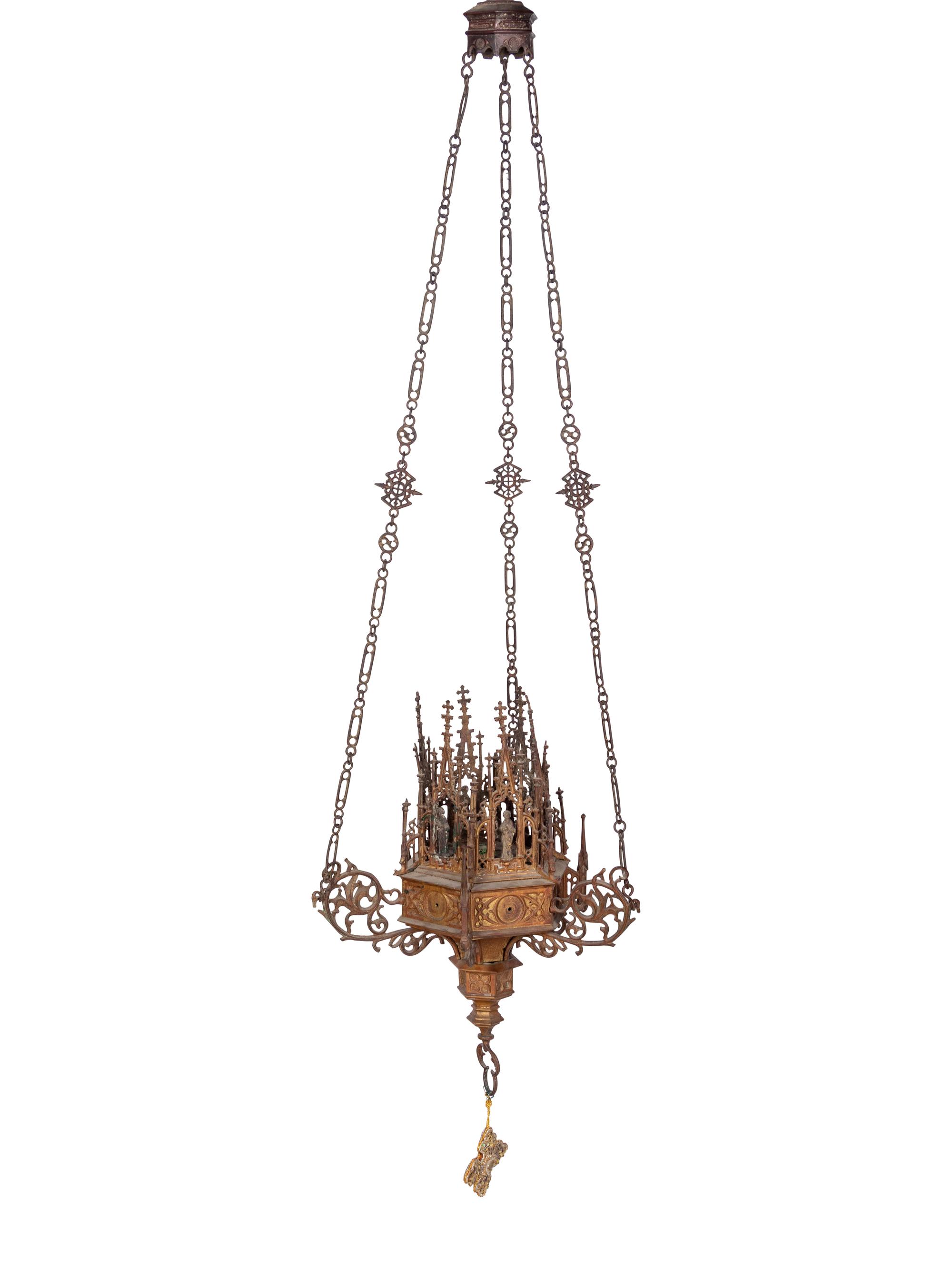 A Gothic Revival Bronze Chandelier