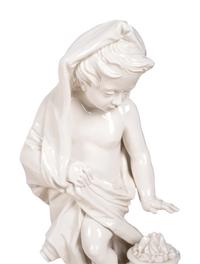 A Set of Four Large Nymphenberg White Glazed Porcelain Figures Allegorical of the Seasons