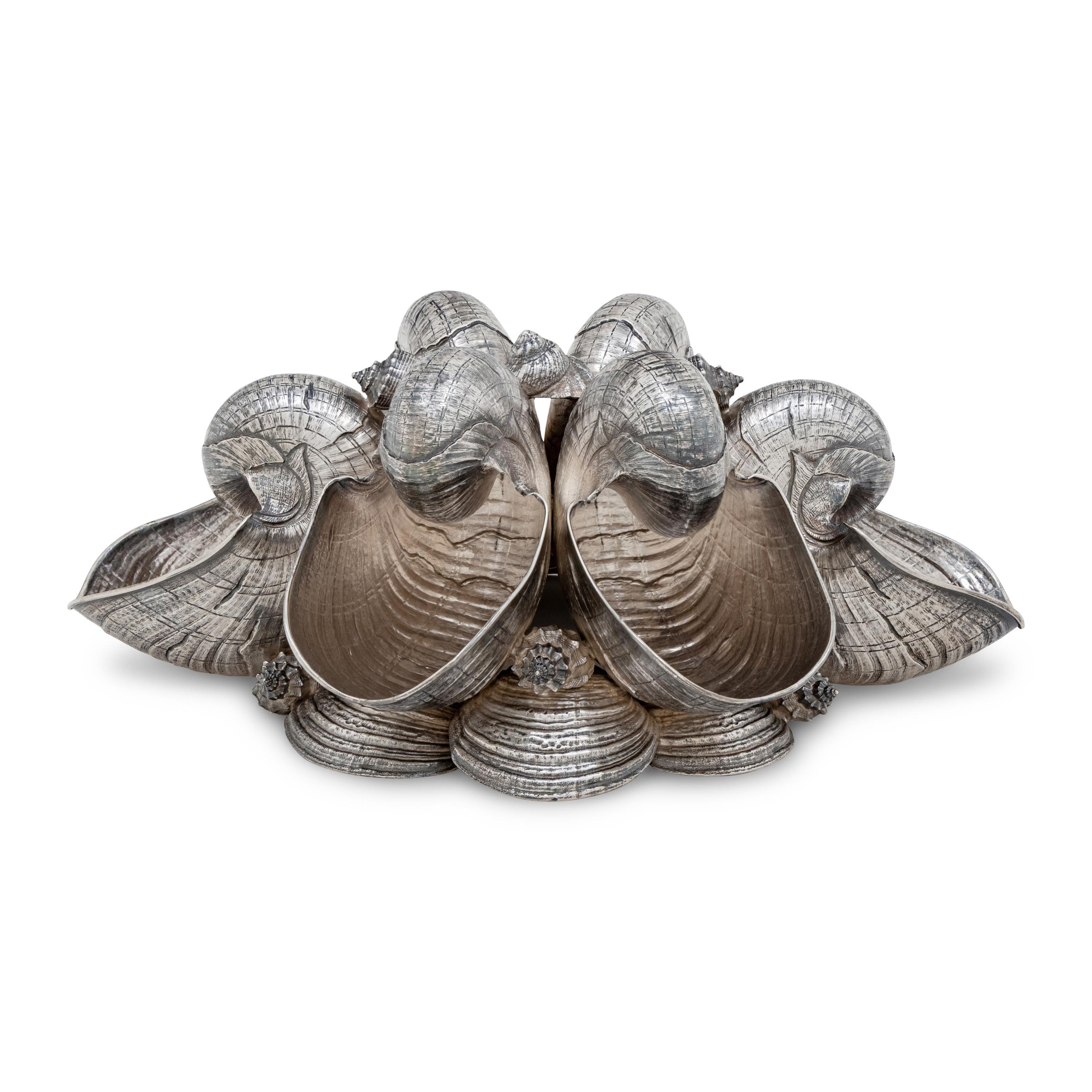 A Buccellati Silver Nautilus Shell Centerpiece