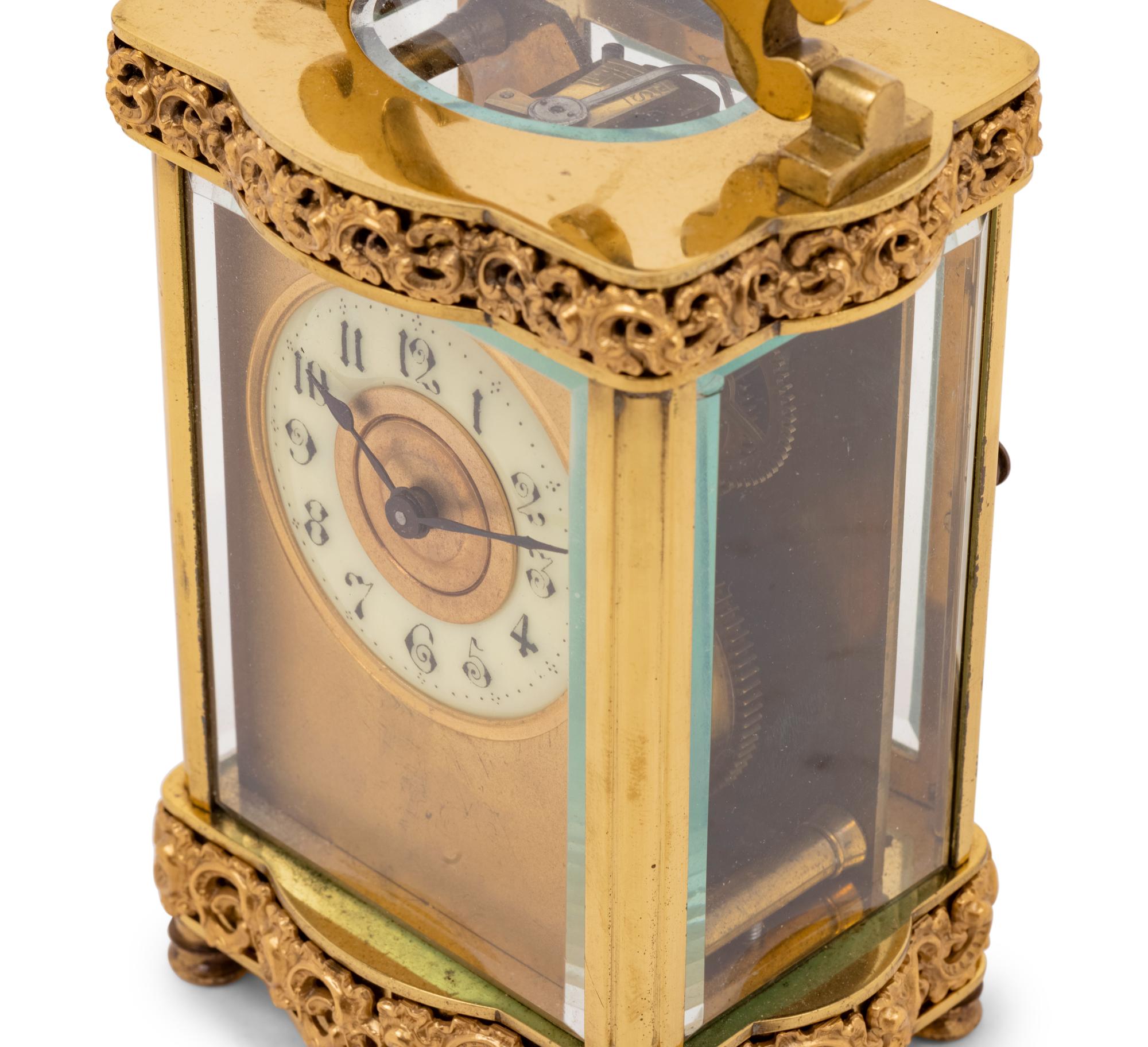A French Gilt Metal Carriage Clock