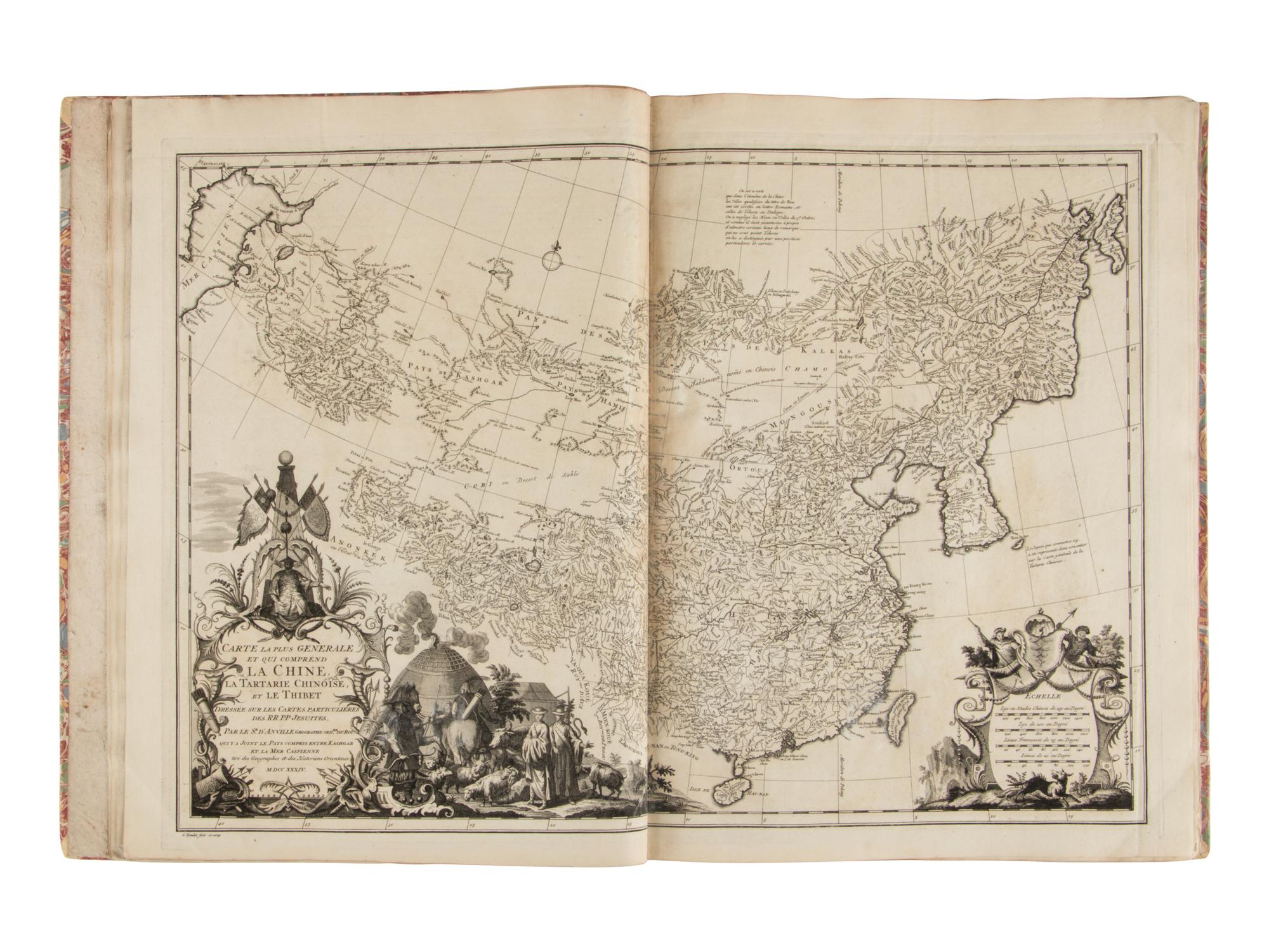 D'ANVILLE, Jean-Baptiste Bourguignon (1697-1782). Nouvel Atlas de la Chine, de la Tartarie Chinoise et du Thibet [ New Maps of China, Inner Mongol and Tibet ]. The Hague: Henri Scheurleer, 1737.