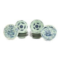 A Group of Celadon-Ground Chinese Porcelain Dinner Plates