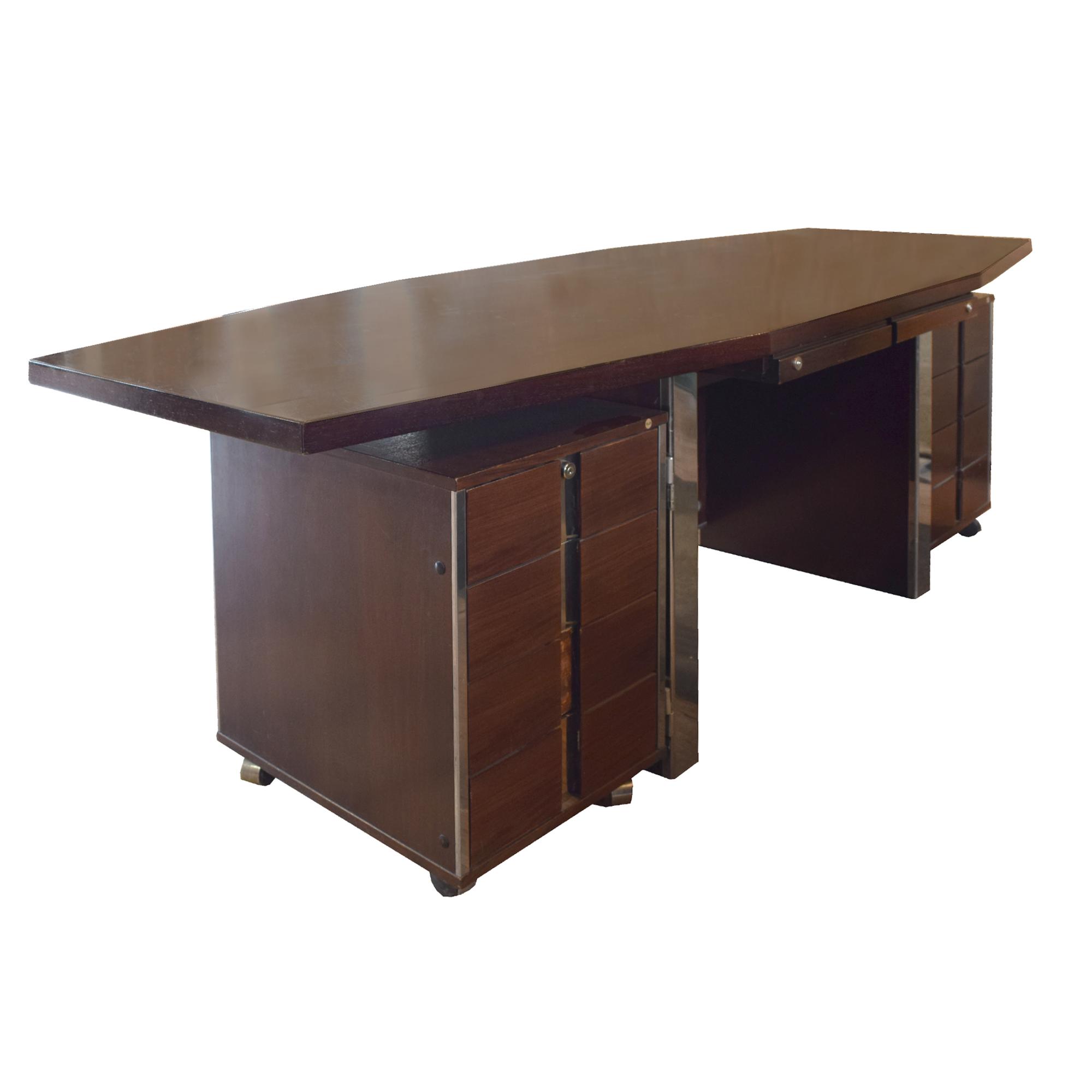 A Hexagonal Mid Century Executive Desk 95" W x 39" D x 29.5" H — Italy, Mid-20th Century
