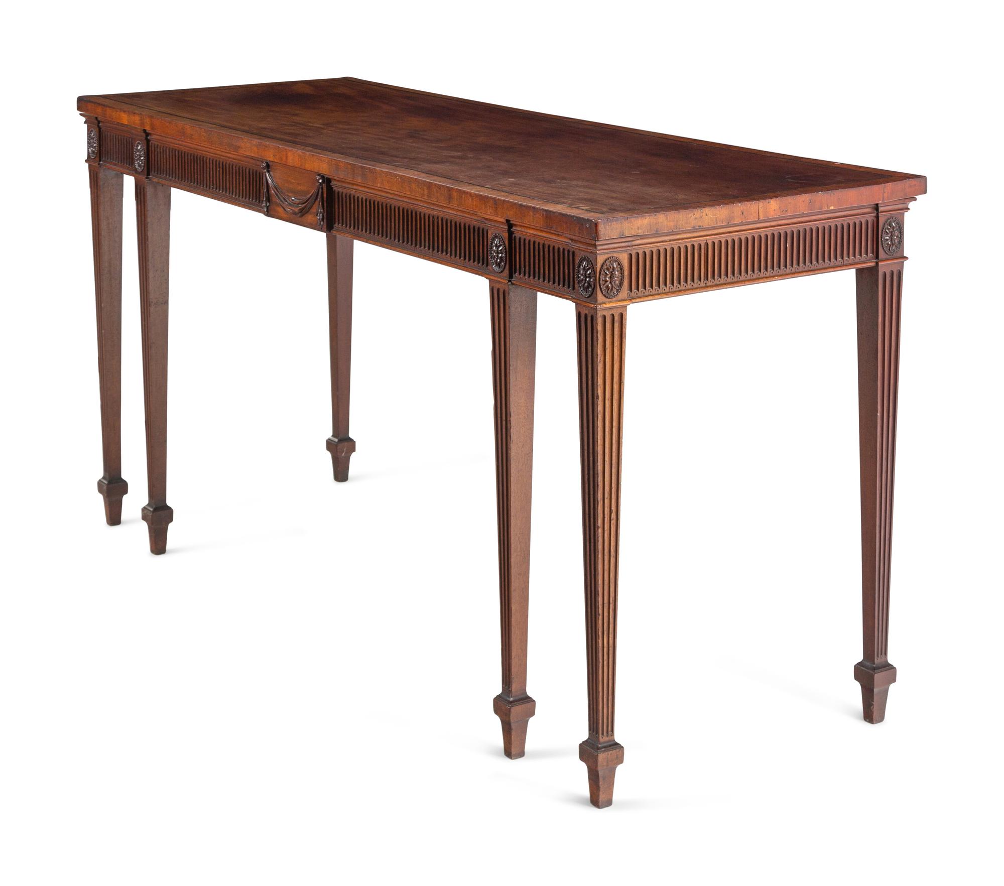 A George III Mahogany and Ebony-Inlaid Serving Table in the Manner of Thomas Chippendale