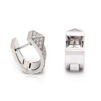 ROBERTO COIN, WHITE GOLD AND DIAMOND 'SAUVAGE PRIVE' HUGGIE EARRINGS