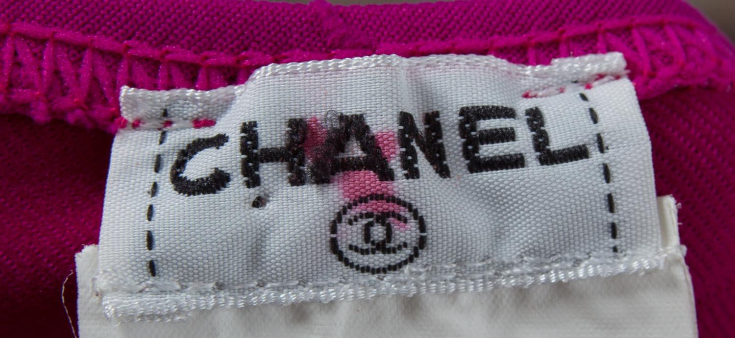 A Chanel Fuschia Logo Unitard, Size 40.