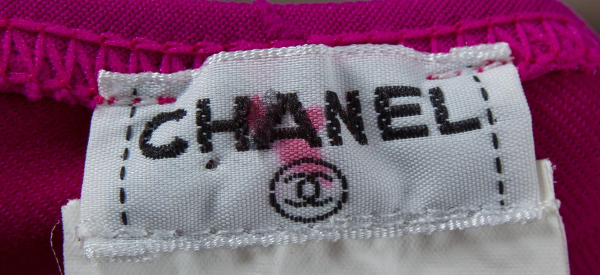 A Chanel Fuschia Logo Unitard, Size 40.