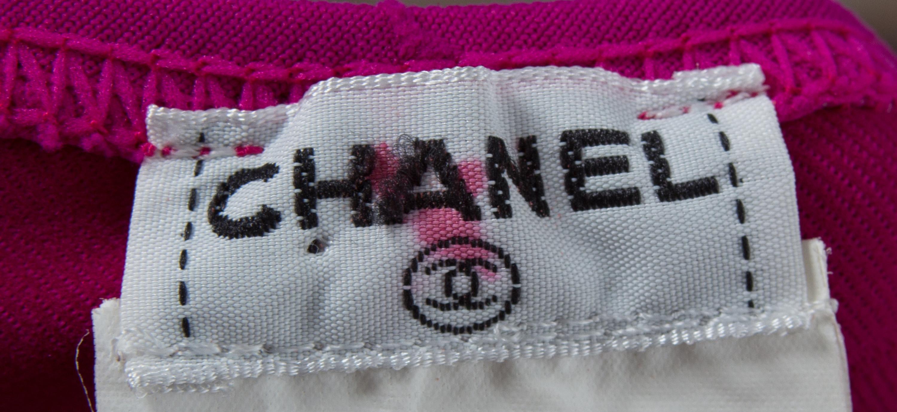 A Chanel Fuschia Logo Unitard, Size 40.