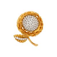 BULGARI, DIAMOND AND YELLOW GOLD FLOWER BROOCH
