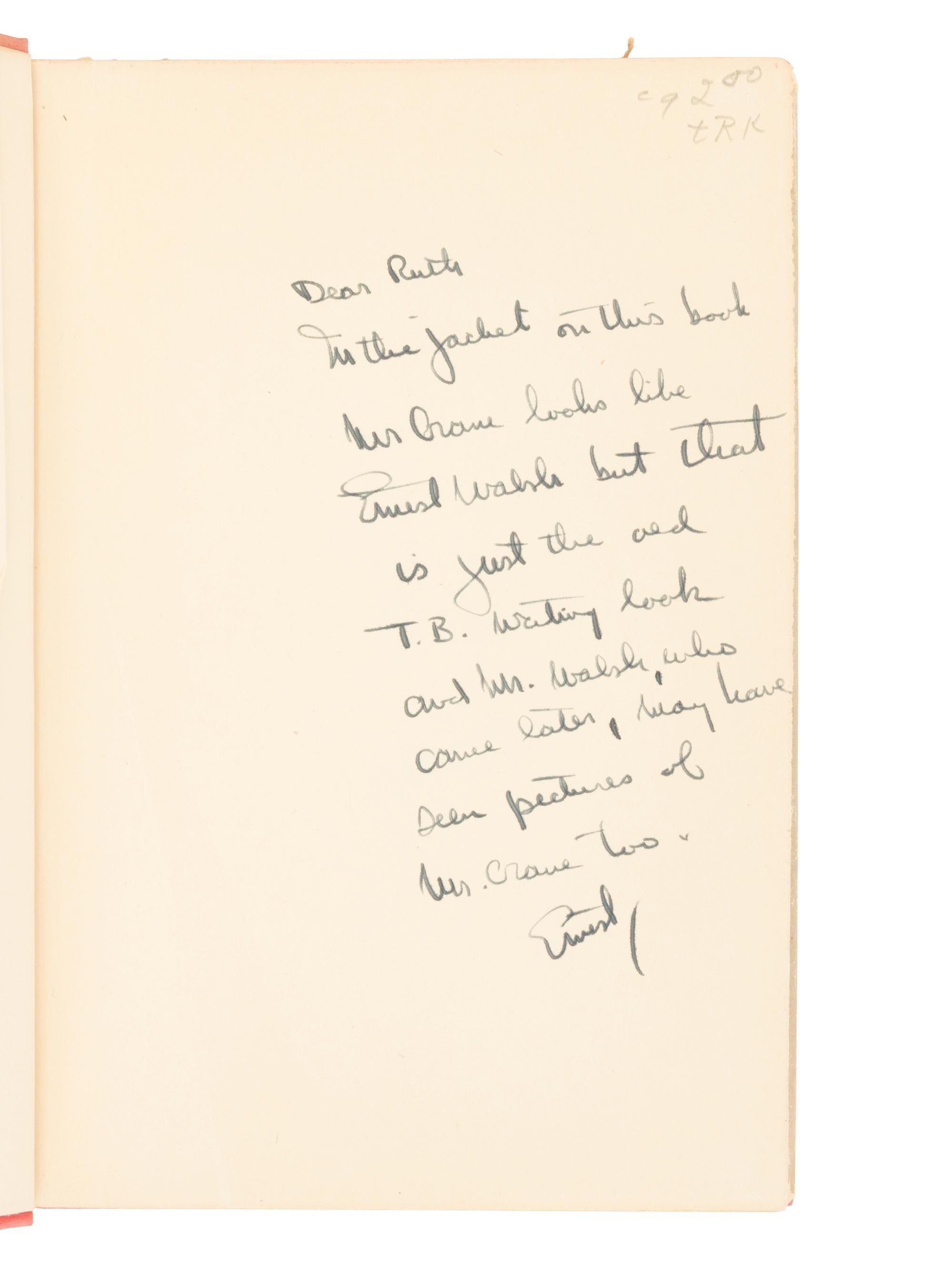 [HEMINGWAY, Ernest (1899-1961)]. CRANE, Stephen (1871-1900). Maggie, together with George's Mother and The Blue Hotel. New York: Alfred A. Knopf, 1931.