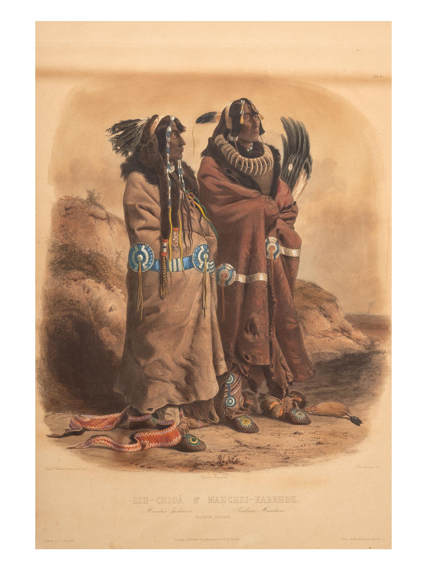 BODMER, Karl (1809-1893), artist. ACKERMAN & Co., publisher. Sih-Chida & Mah Chsi-Karehde. Mandan Indianer.