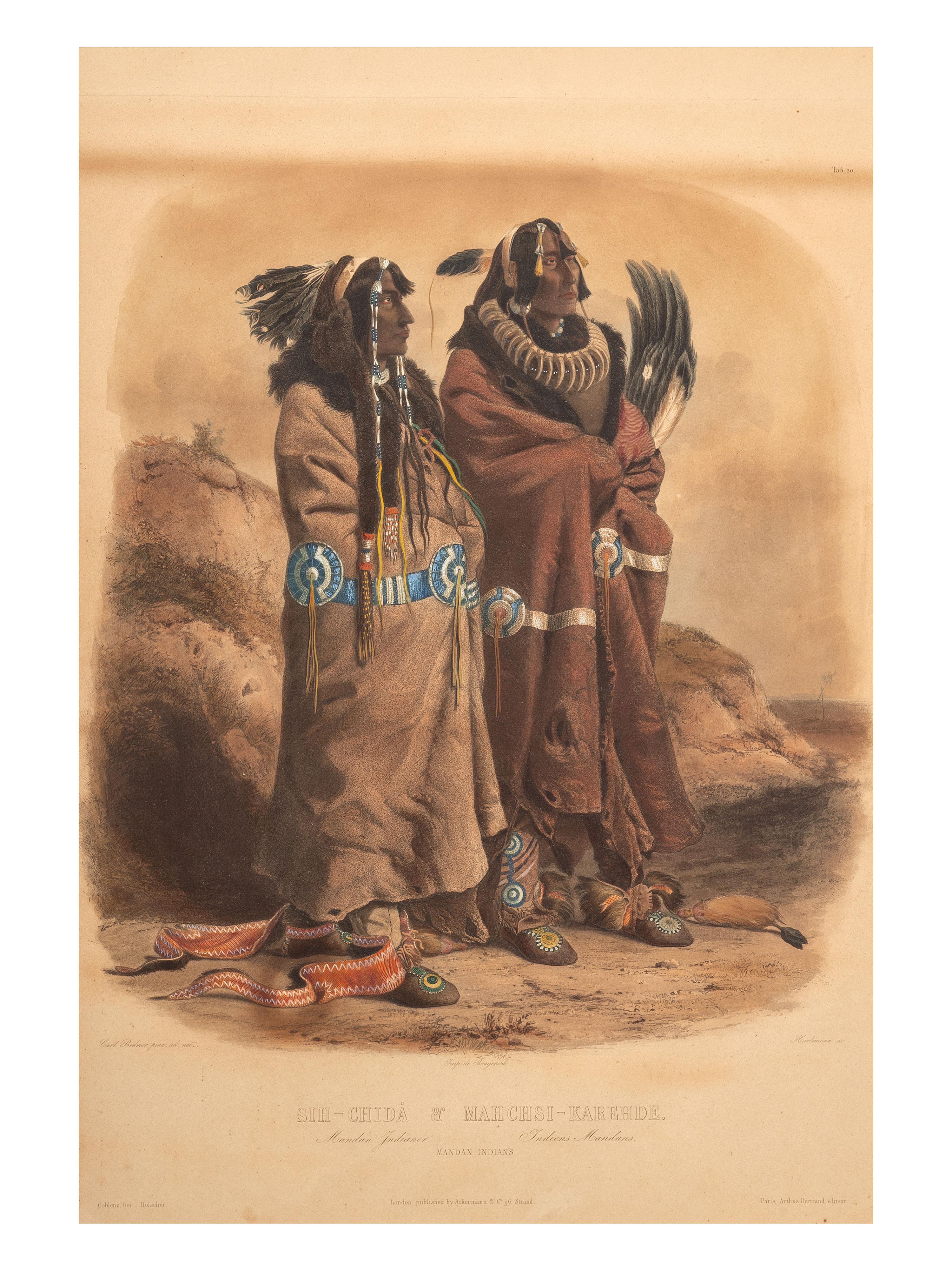 BODMER, Karl (1809-1893), artist. ACKERMAN & Co., publisher. Sih-Chida & Mah Chsi-Karehde. Mandan Indianer.