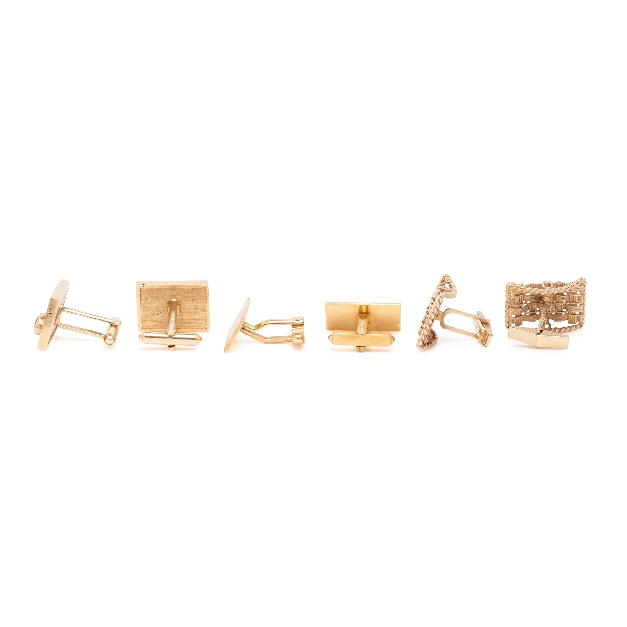 THREE PAIRS OF YELLOW GOLD CUFFLINKS