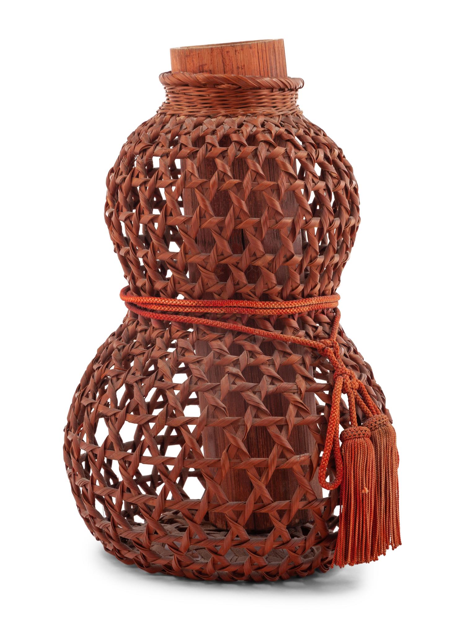 A Japanese Bamboo Gourd-Form Ikebana Basket