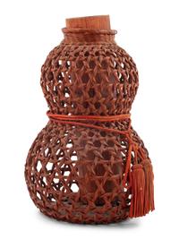A Japanese Bamboo Gourd-Form Ikebana Basket