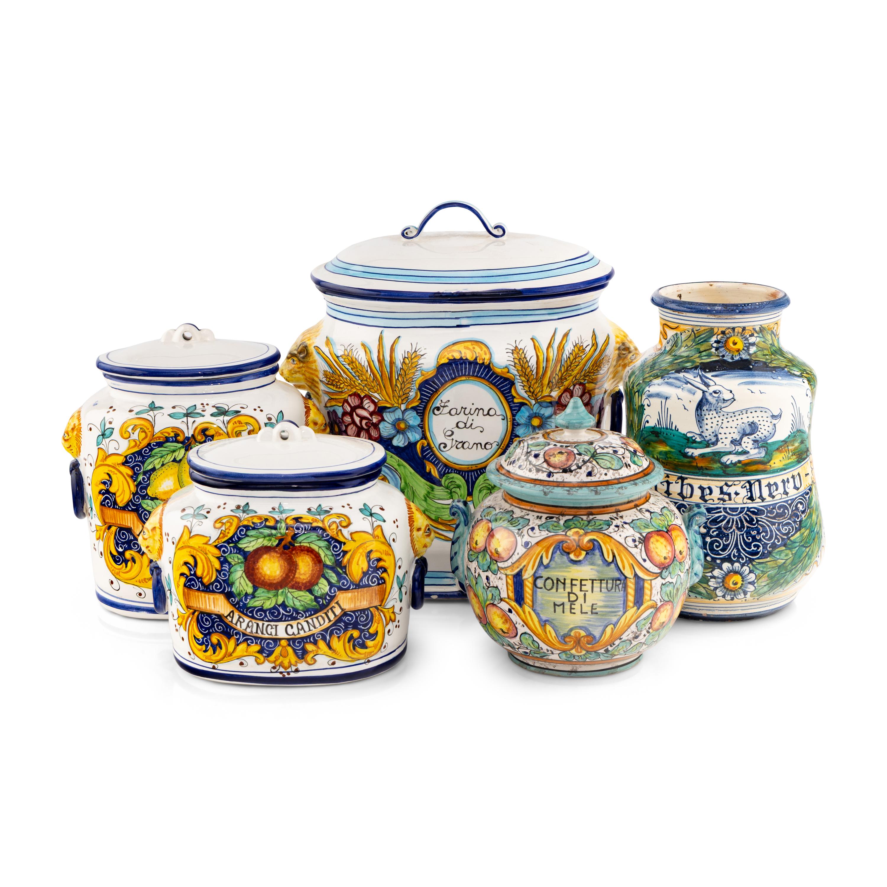 A Group of Italian Majolica Jars