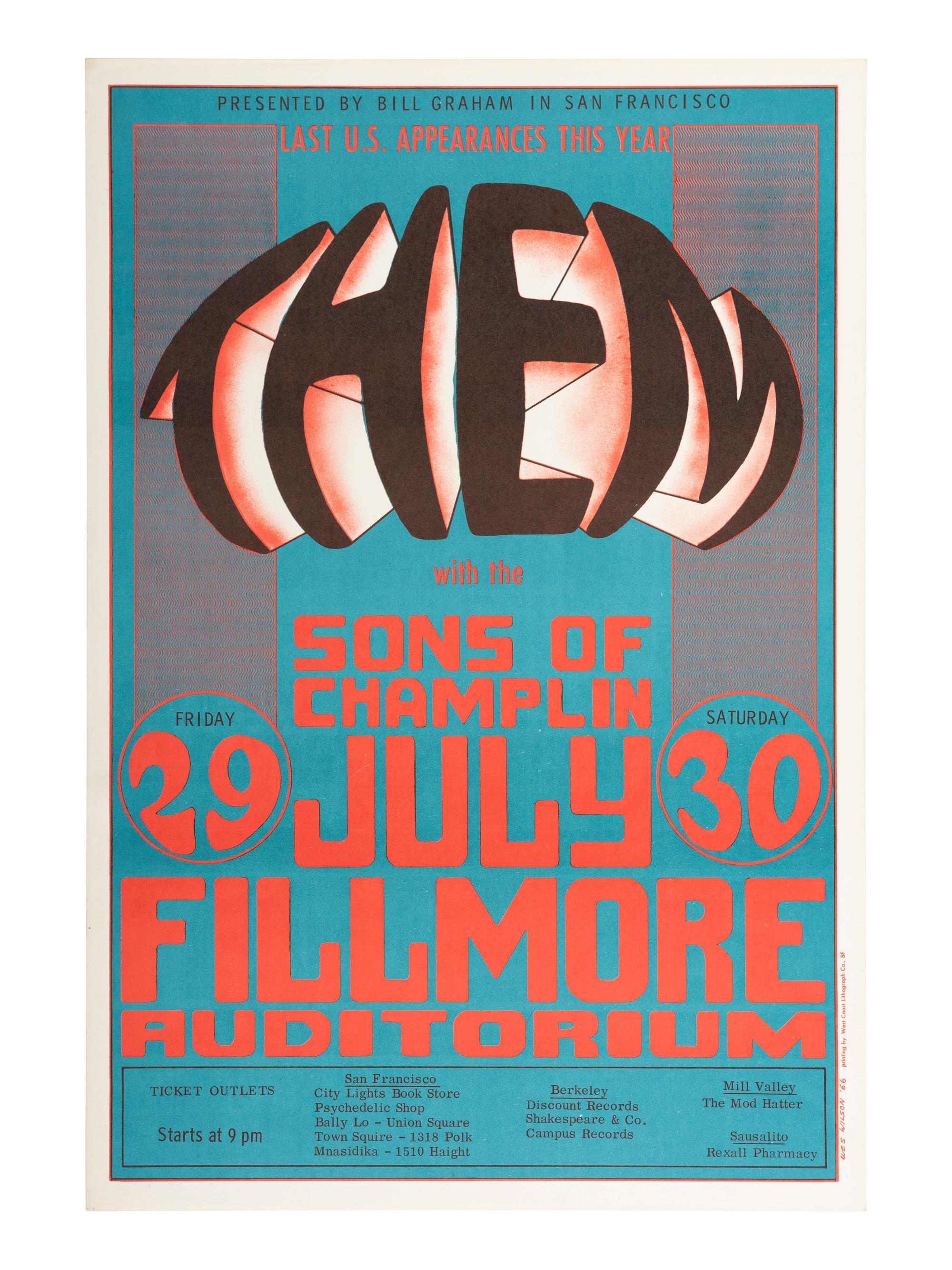 [MUSIC]. 2 Fillmore Auditorium posters promoting The Byrds and Them with the Sons of Champlin.